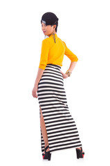 Fototapeta premium Model wearing fashionable clothing on white