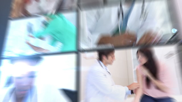 Short clips showing doctors working in hospital