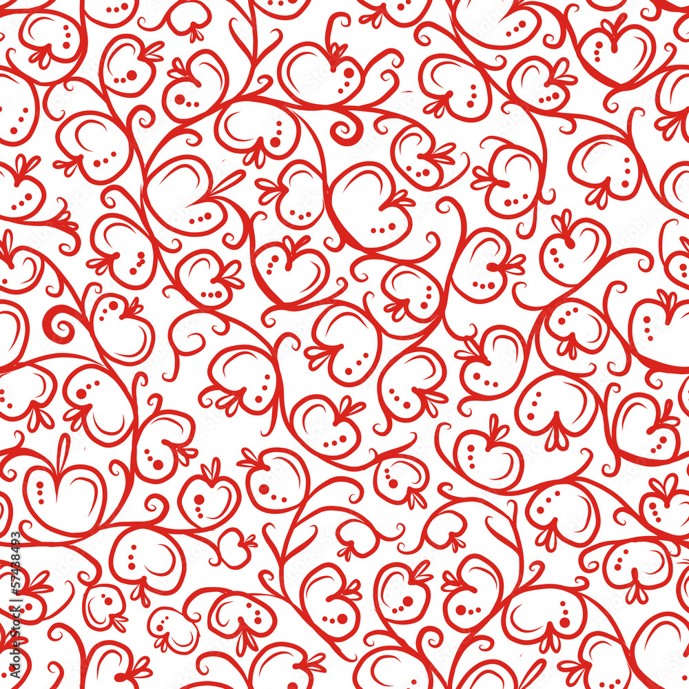 Poster seamless pattern with red apples for your design