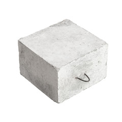 Big concrete construction block isolated on white