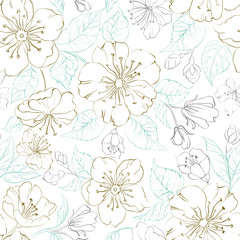 Fototapeta premium Seamless pattern scatch of spring sakura