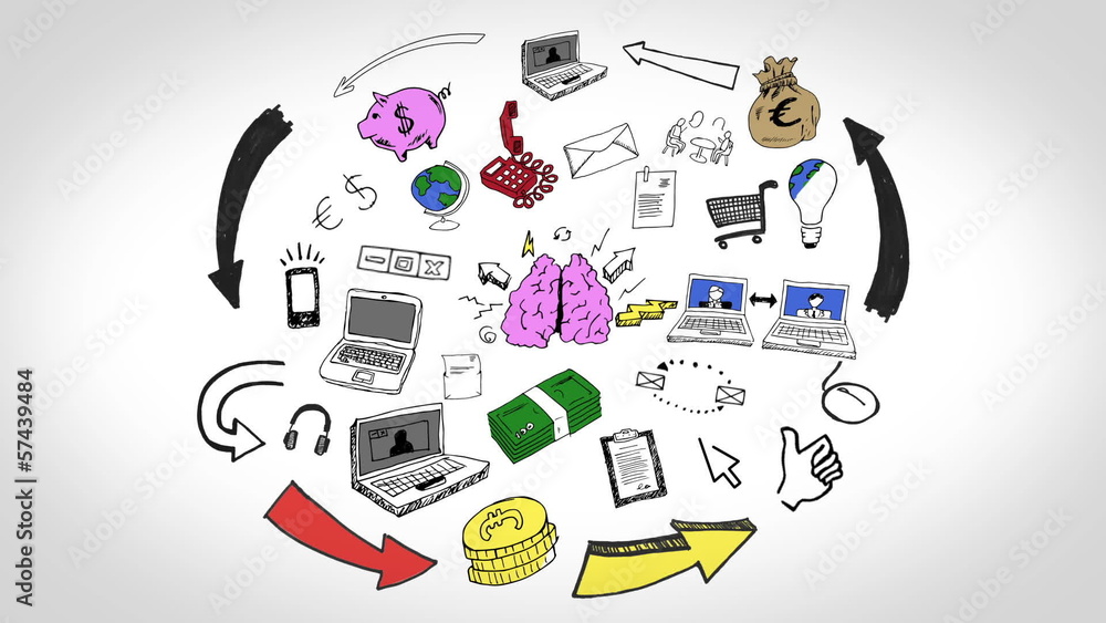 Poster Colored animation of having idea and developing a plan