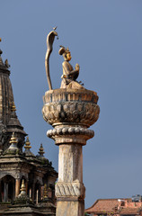 King Yoganarendra Malla bronze statue. Patan, Nepal