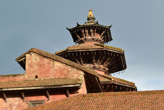 Pagoda type roof  in Durbar square. Patan, Nepal