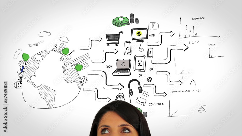 Poster Colored animation showing global consumer behavior