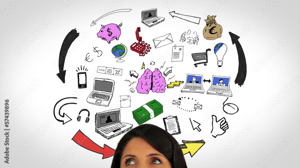 Poster Colored animation of having idea and developing plan