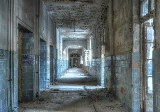 Old corridor in a abandoned hospital