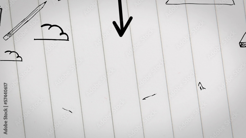 Poster colored animation of business plan drawn into notepad