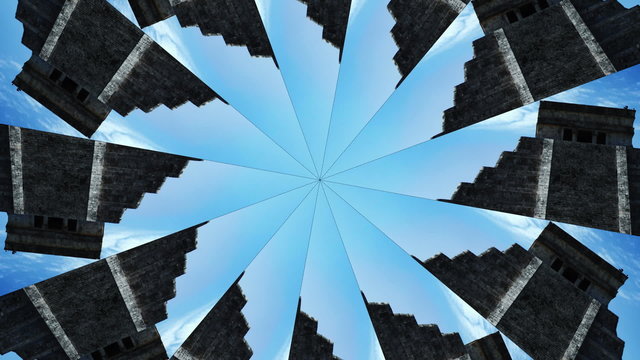 kaleidoscope pattern of mayan ruins