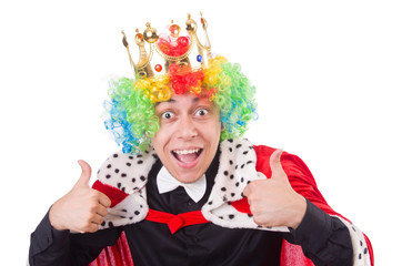 Businessman with crown isolated on white