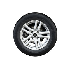 Obraz premium Photo of usual automotive wheel isolated on white