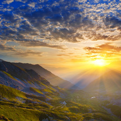 early morning mountain scene