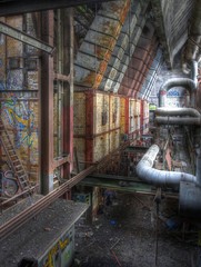 old abandoned furnaces in a hall