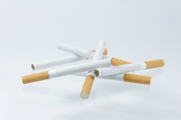 cigaret and lighter isolated on white background