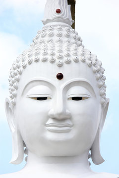 Face  Of  White  Buddha  Statue