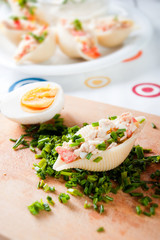 Delicious conchiglie pasta with tuna