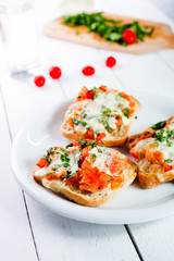 Fresh vegetarian Italian toast bruschetta