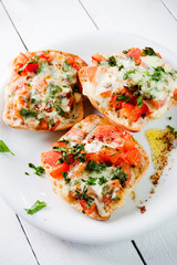 Fresh vegetarian Italian toast bruschetta