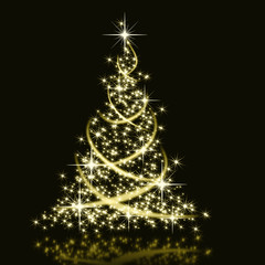 Abstract golden christmas tree background