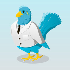 Cute cartoon bird in jacket