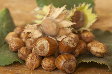 Hazelnuts served on table top