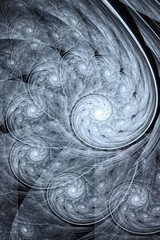 Abstract cold white spirals background, dense and detailed