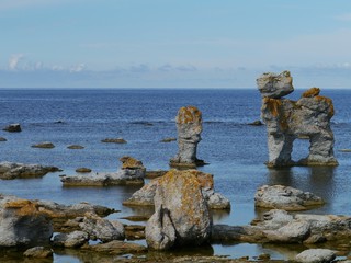 Raukars at the coast of the island Faro