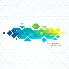 Color triangular sign with geometric grid background