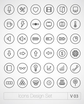 Vector thin icons set. Simple line icons. Ultra thin. Volume 3