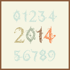 Fototapeta premium Vector New year 2014 (two thousand and thirteen). Set of stylize