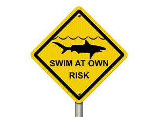 Use caution when swimming because sharks are present