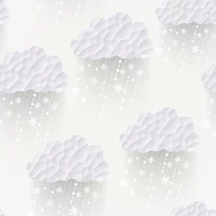 Fotobehang Vector cloud seamless pattern with snowflakes, hipster backgroun © Markovka