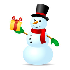Snowman with present box