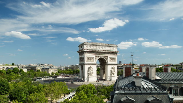 Timelapse of the arc de triomphe, paris 