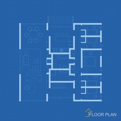 House plan, blueprint vector
