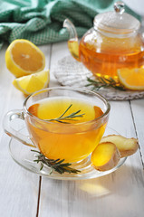 Ginger tea with lemon