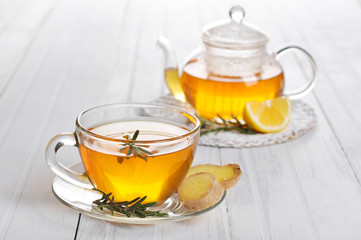 Ginger tea with lemon