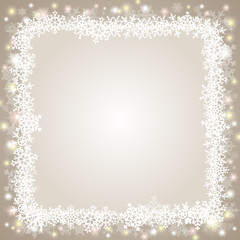 Fototapeta premium Winterlicher, quadratischer Hintergrund mit Eiskristallen, beige