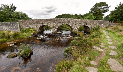 Clapper bridge at Postbridge on Dartmoor