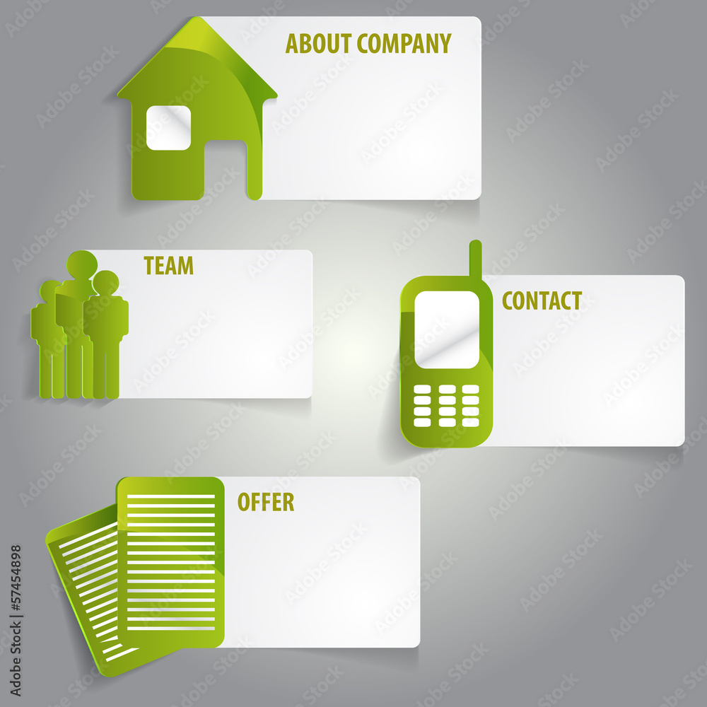 Poster vector abstract green infographic labels with a icons
