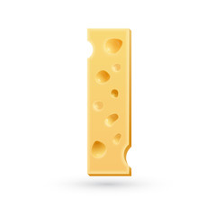 I cheese letter. Symbol isolated on white.