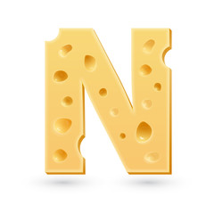N cheese letter. Symbol isolated on white.