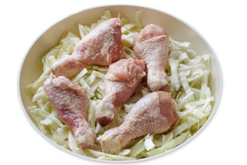 Chicken leg with cabbage