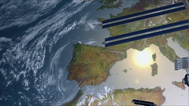Satellite Space station flying over Europe
