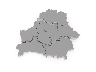 Fototapeta premium Three-dimensional map of Belarus.