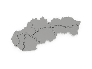 Three-dimensional map of Slovakia.