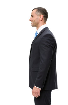 Half-length profile of business man, isolated