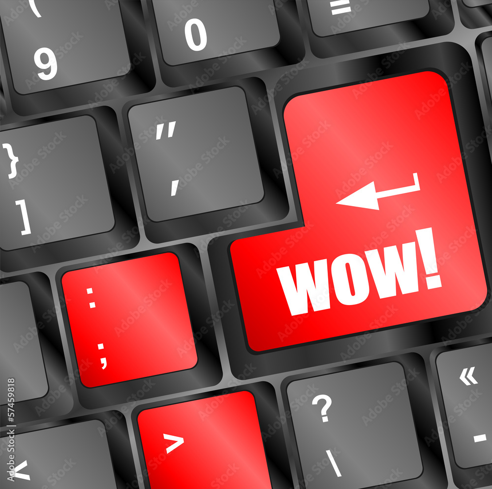 Poster wow button on computer keyboard key