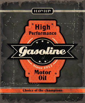 Vintage Gasoline motor oil poster design
