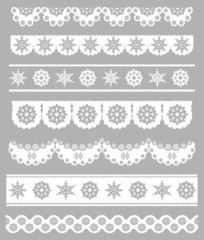 Scalloped Christmas Vector borders with snowflakes